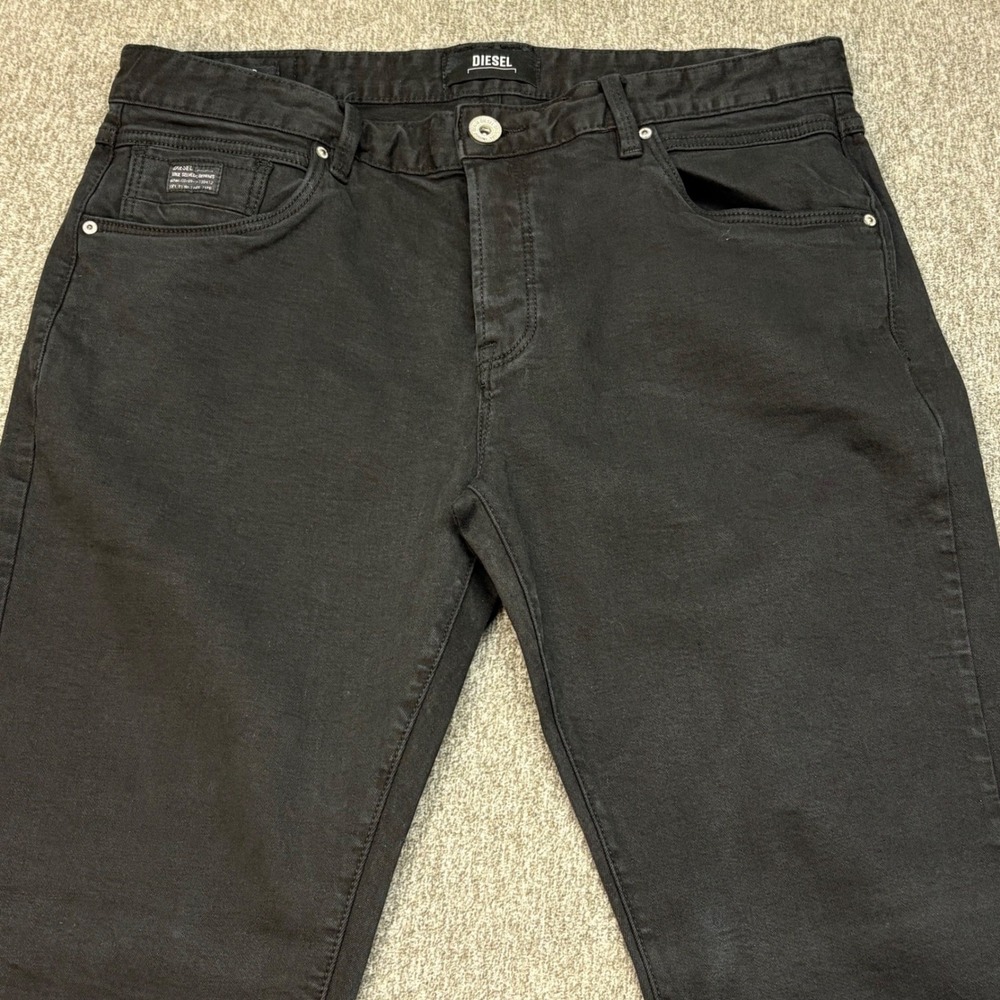 Diesel Mens Tapered‎ Jeans Black Denim Pants 5 Pocket Button Fly 36x29